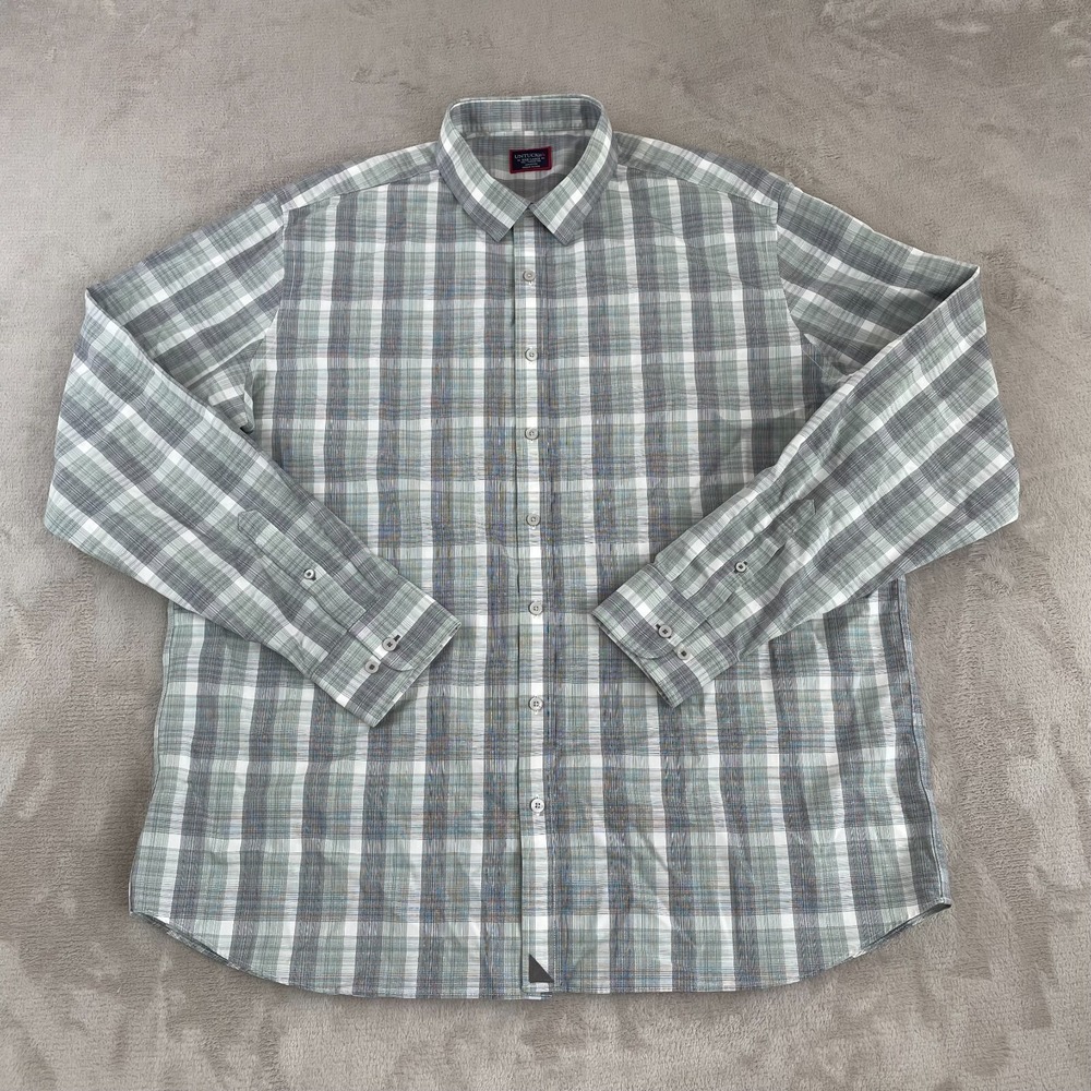 UNTUCKit Collins Shirt Men 3XLT Tall Green Plaid Wrinkle Free Long Sleeve NWOT
